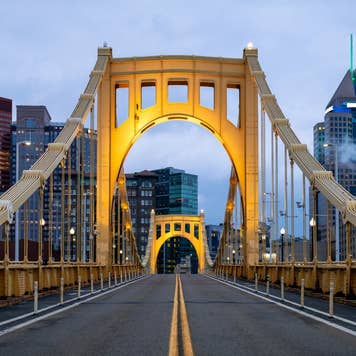 Straight Down, Roberto Clemente Bridge, Allegheny River, Pittsburgh, Pennsylvania