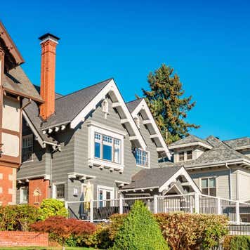 Houses in the Alphabet Historic District of Portland Oregon USA on a sunny morning
