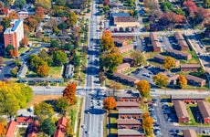 A quiet residential district located just outside of downtown Nashville, Tennessee shot from and altitude of about 1000 feet.
