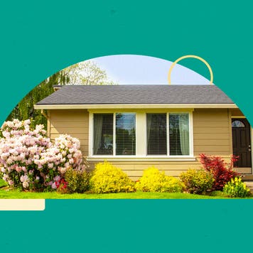 Illustrated graphic featuring a home