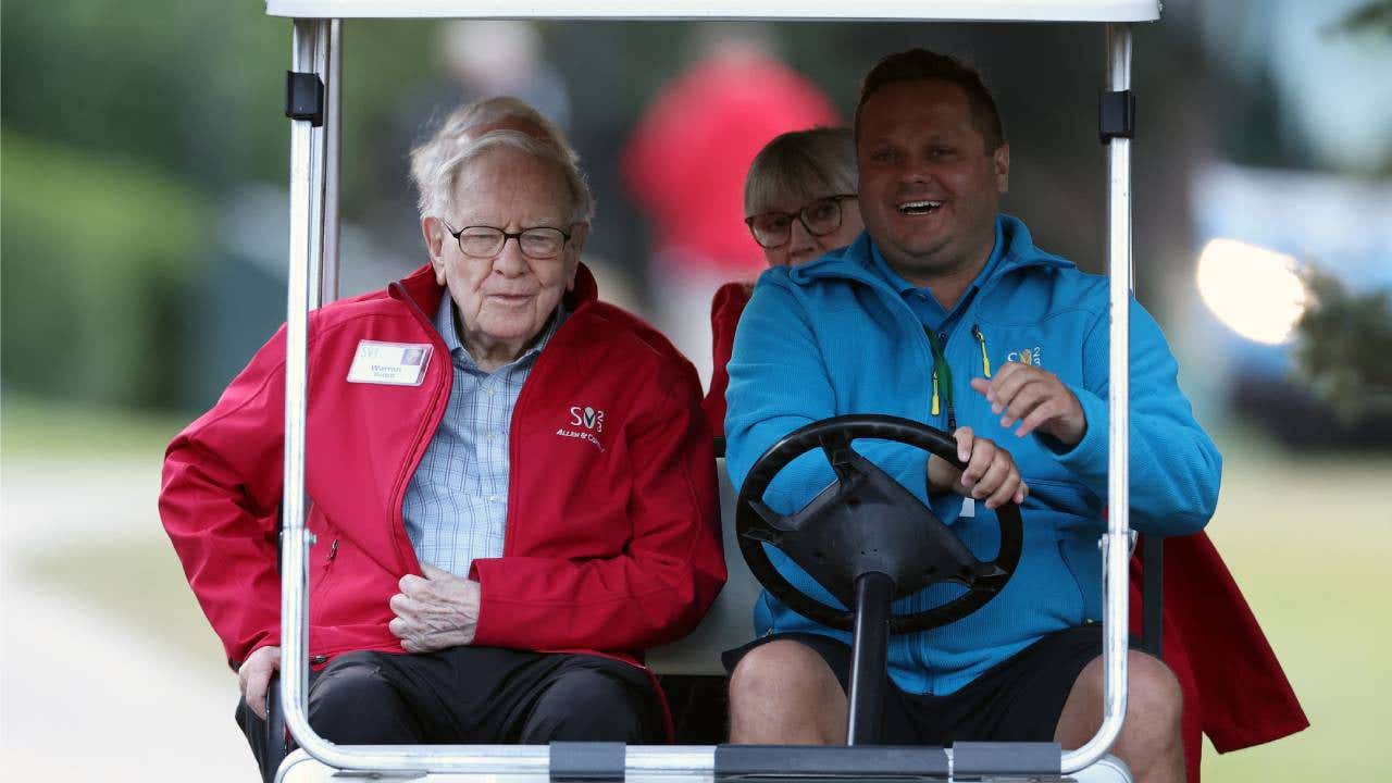 Warren Buffett, Chairman and CEO of Berkshire Hathaway, makes his way to a morning session at the Allen & Company Sun Valley Conference on July 14, 2023