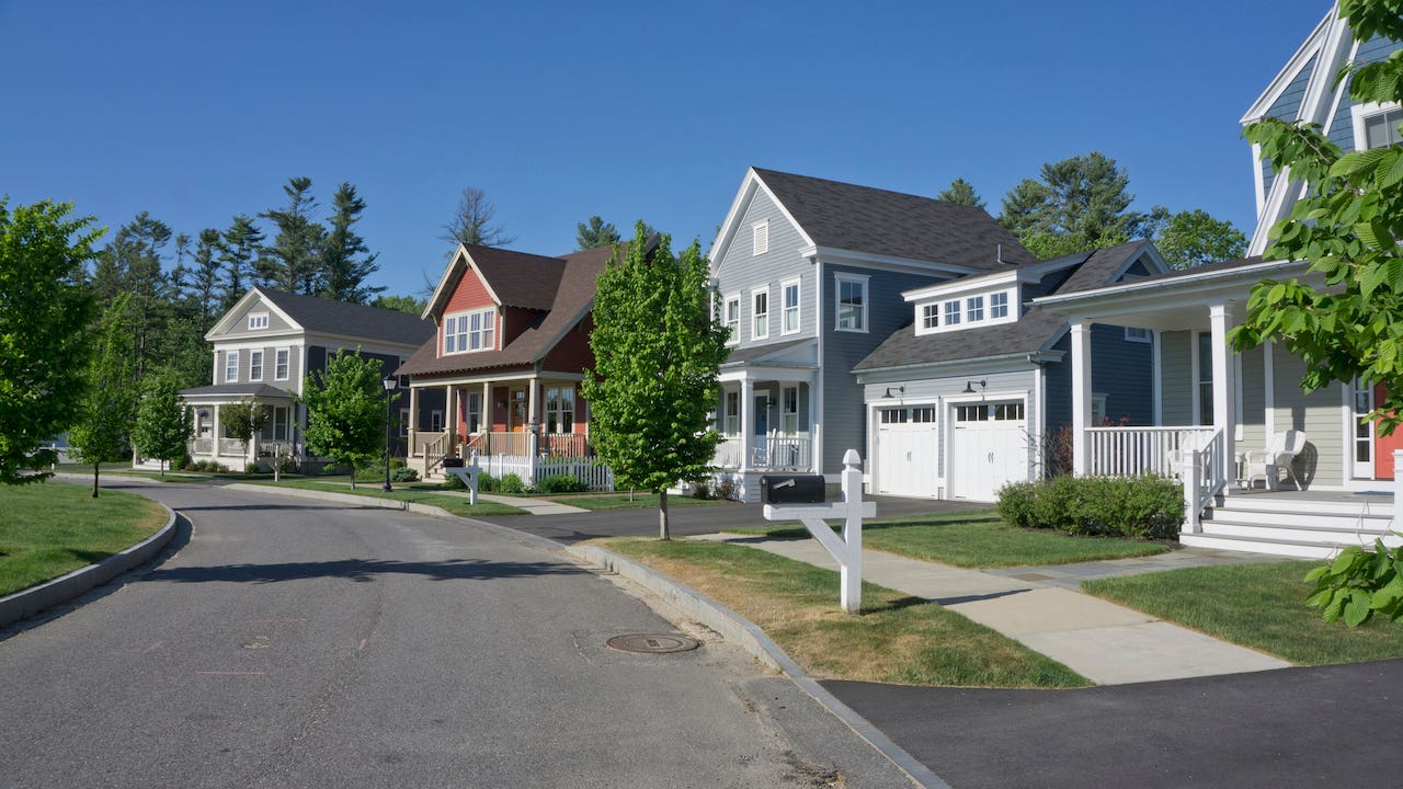 monthly housing market trends - A street in a brand new subdivision in Maine