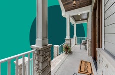 Illustrated design featuring a front porch entryway