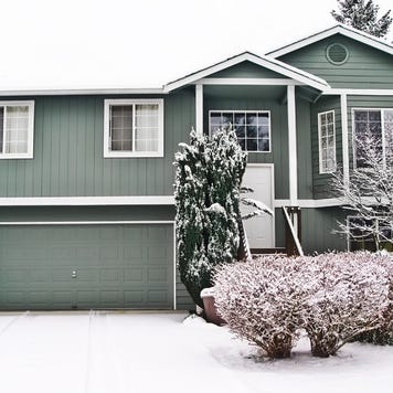 Split level home after first snow fall of the season.