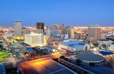 Downtown El Paso Texas skyline seen just after sunset.