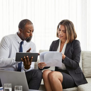 Business colleagues discussing strategy