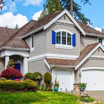 American Pacific Northwest suburban home photographed on a sunny spring day
