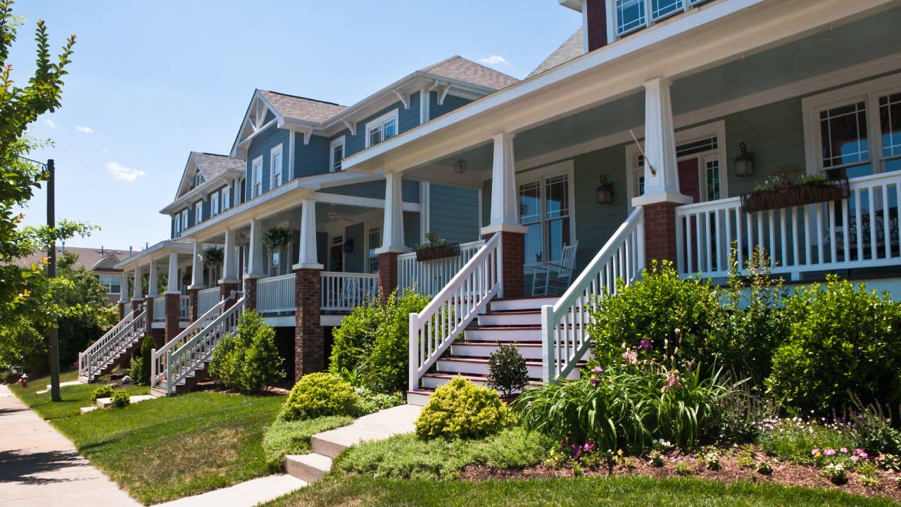 neighborhood of single family homes on quiet tree lined streets near Raleigh, North Carolina