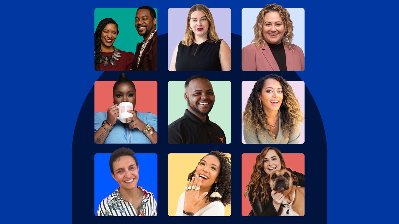 Nine headshots of social media influencer personalities