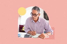 Illustration of a man working through personal finances
