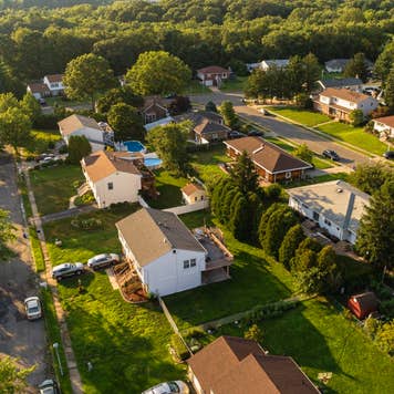 Aerial view of the houses in the suburban areas in Sayerville, New Jersey, USA