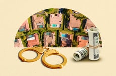 case shiller index - homes, golden handcuffs, cash - photo illustration