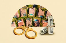 case shiller index - homes, golden handcuffs, cash - photo illustration