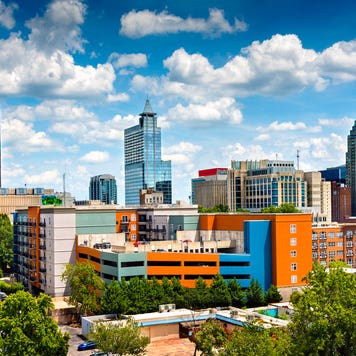 buying a house in raleigh - aerial view of downtown raleigh