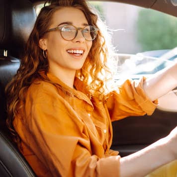 woman driving a car