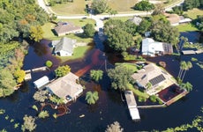 Flooded residential area on the Florida coast.