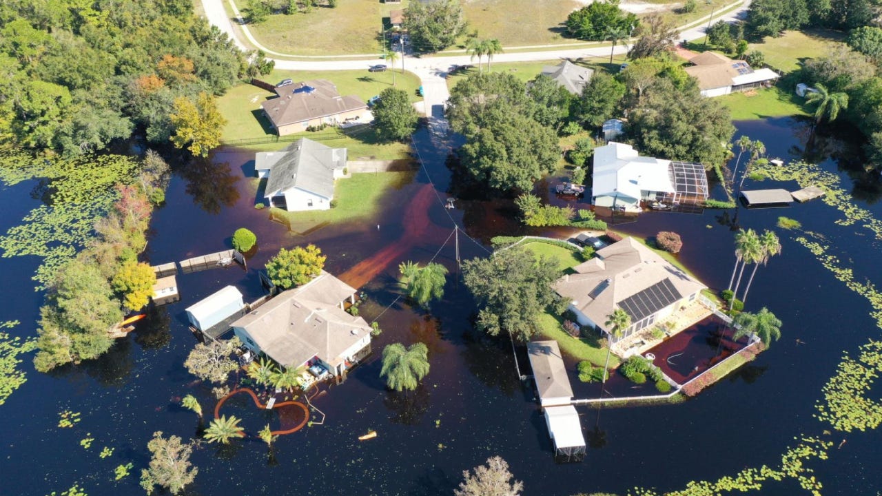 Flooded residential area on the Florida coast.