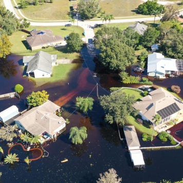 Flooded residential area on the Florida coast.