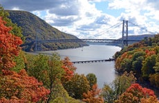 Bear Mountain Bridge Taken In Highland Falls, New York In Orange County. Notice The Fall Foliage With The Changing Color Of The Tree's. Photo Taken Sunday October 18, 2015.