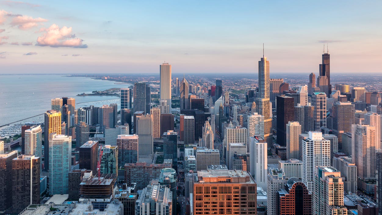 aerial view of skyline, chicago illinois