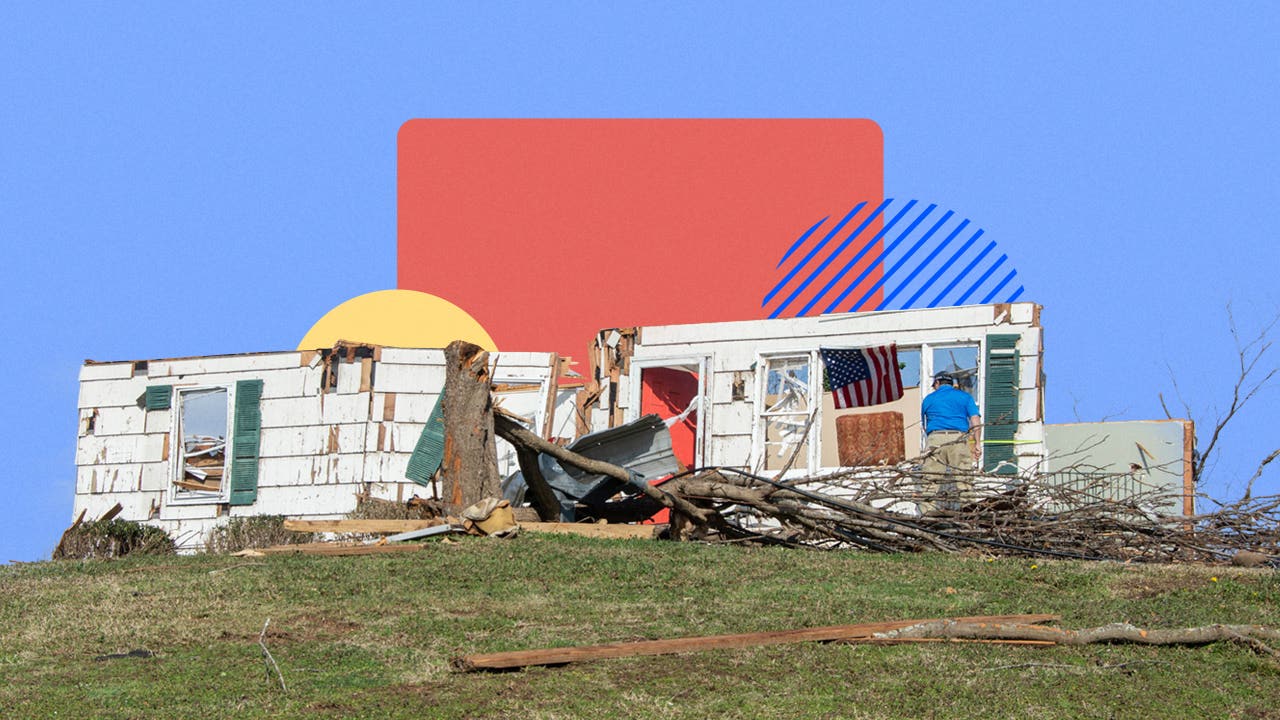 A house destroyed by extreme weather