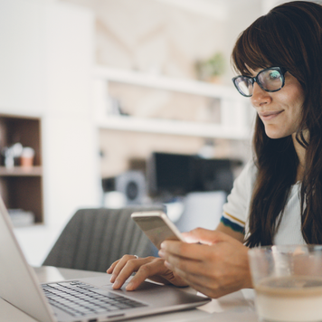 Young woman home office