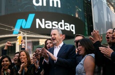 Rene Haas, chief executive officer of Arm Ltd., center, during the company's IPO at the Nasdaq MarketSite in New York, US, on Thursday, Sept. 14, 2023