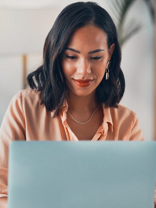 Business woman, corporate professional or manager searching the internet