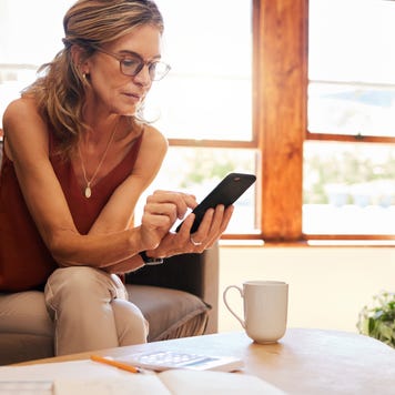 Woman looking at cellphone
