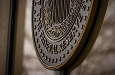 The seal of the US Federal Reserve Board of Governors at the William McChesney Martin Jr. Federal Reserve building in Washington, DC