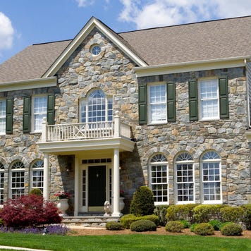 Front Stone Faced Single Family House Home Suburban Maryland