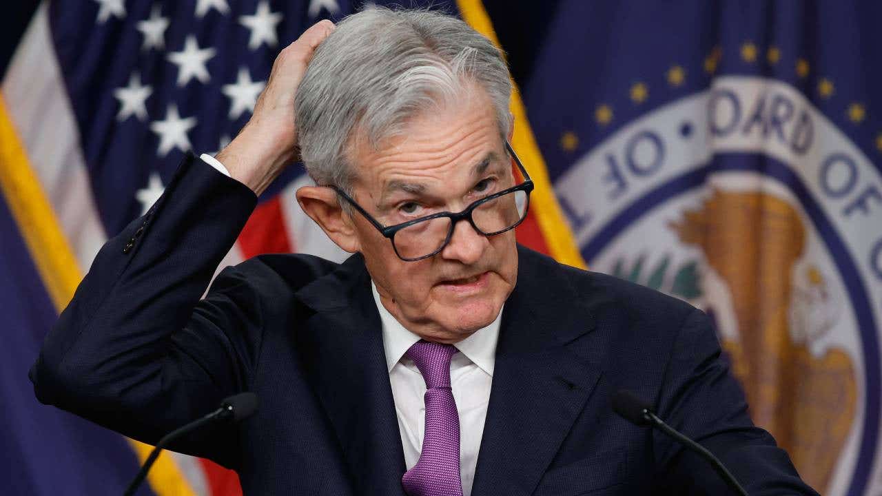 Federal Reserve Board Chairman Jerome Powell speaks during a news conference