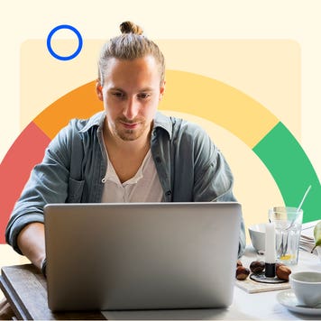 design element of a man on a laptop