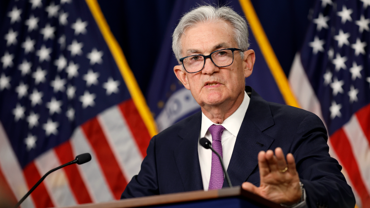 Federal Reserve Chair Jerome Powell speaks at a post-meeting press conference following the Fed's September interest rate decision