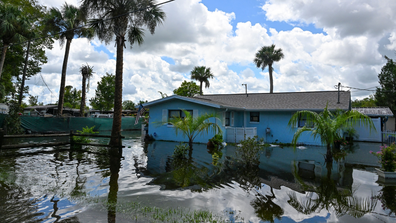 A flooded house is seen in Crystal River