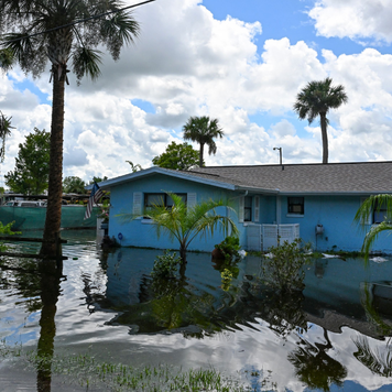 A flooded house is seen in Crystal River