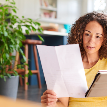 checking her home finances online
