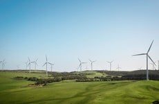 Wind mills farm creating renewable energy