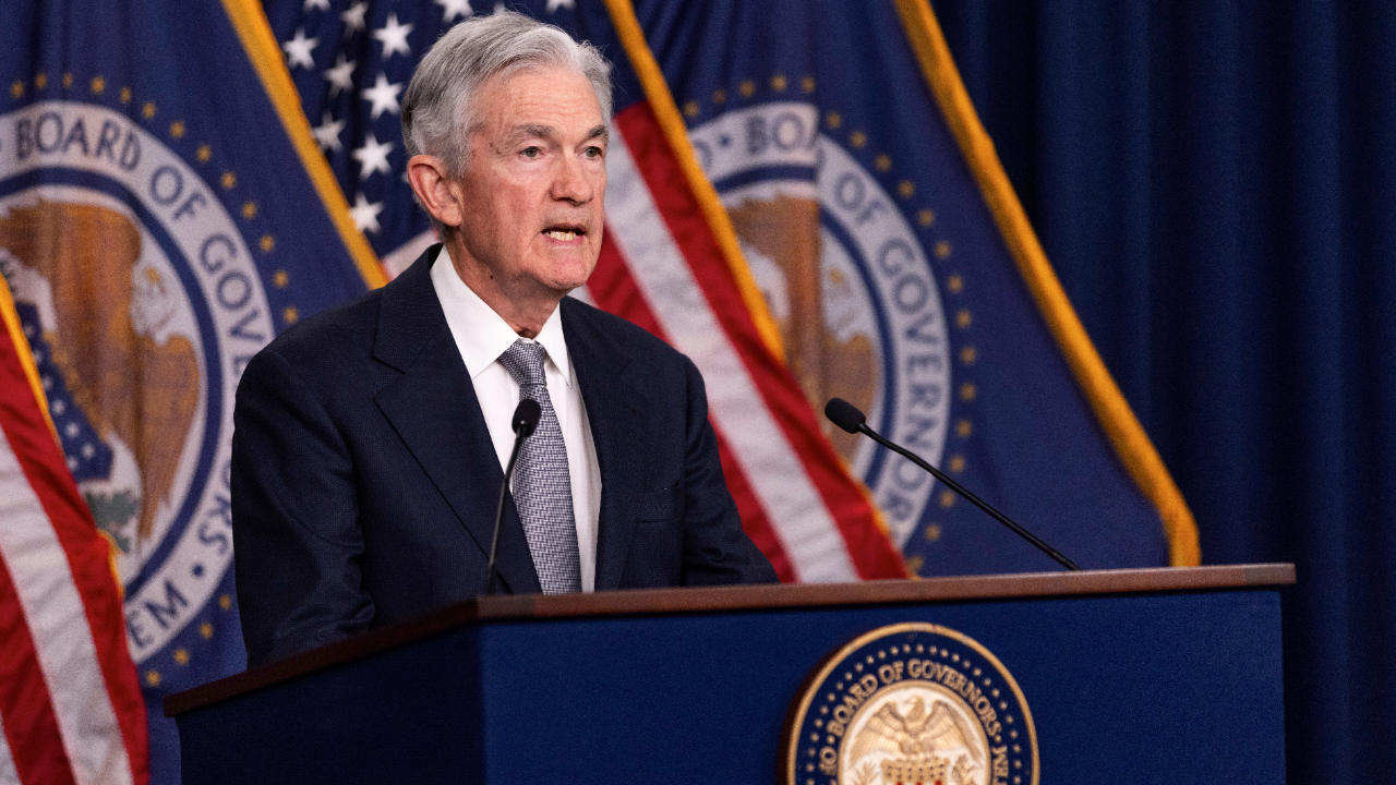 Federal Reserve Chair Jerome Powell attends a press conference in Washington, D.C.
