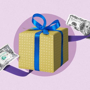 Illustration of gifts and money for Bankrate's holiday inflation essentials