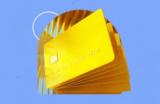 design element of multiple golden credit cards