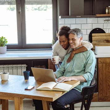couple using technology at home