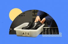 Man putting shoes in TSA boarding bin