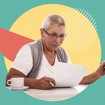 A woman going over financial documents