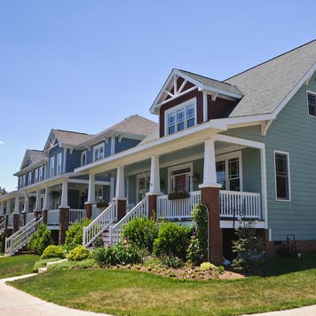 row of new suburban homes in raleigh, nc