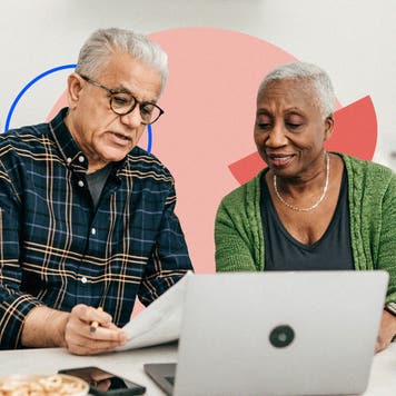 And elderly couple discussing HYSA options