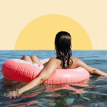 design element of a woman on a floaty