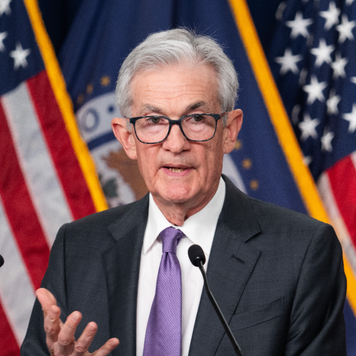 Federal Reserve Chair Jerome Powell speaks at a press conference after a Federal Open Market Committee (FOMC) meeting