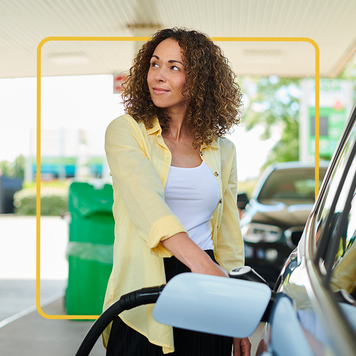 Woman pumps gas into her car. There are federal and state excise taxes on gasoline.