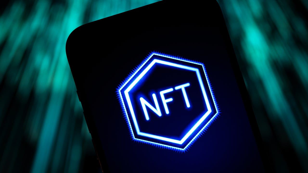 Generic NFT logo on a cellphone